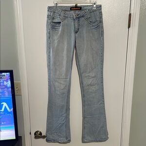 Dollhouse Blue Flare Wide Leg Jeans